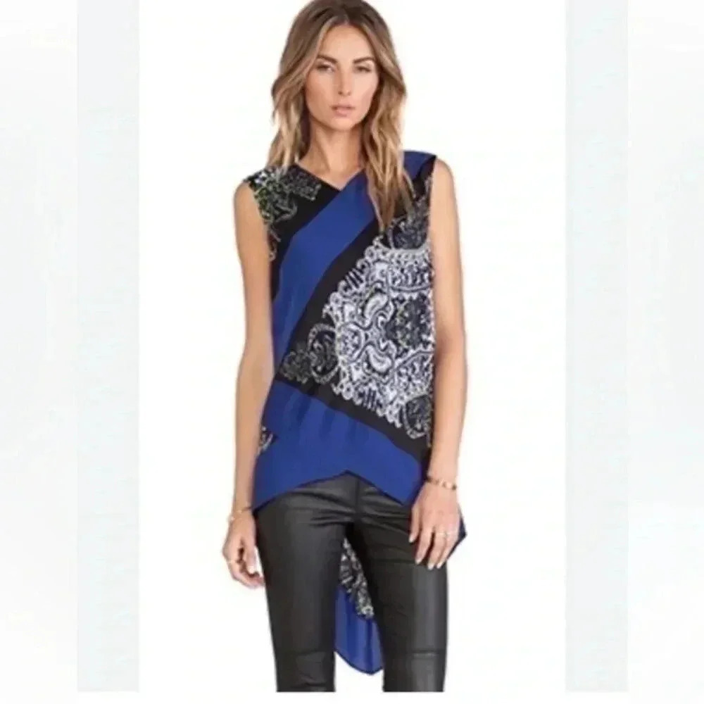BCBGMAXAZRIA | Lyza Paisley Chic High Low Sleeveless Blouse Size XS